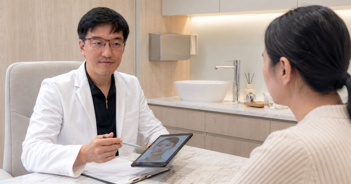 V臉療程改善臉型的效果範例，光線柔和，展示療程後的自然臉型。