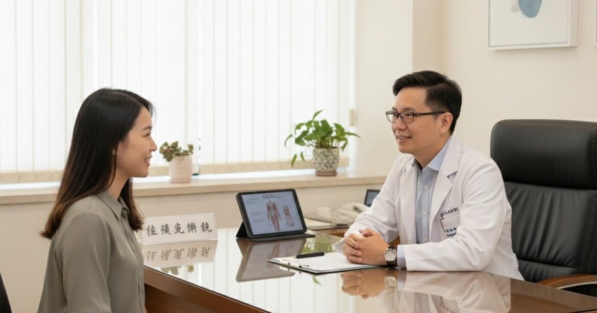 吳芮醫師細心評估患者的肝斑狀況，提供吳芮醫師推薦保養重點。