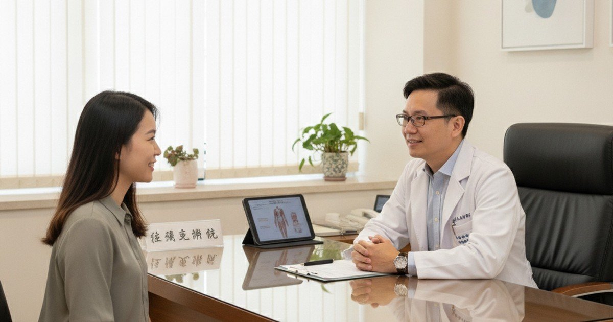 吳芮醫師細心評估患者的肝斑狀況,提供吳芮醫師推薦保養重點。